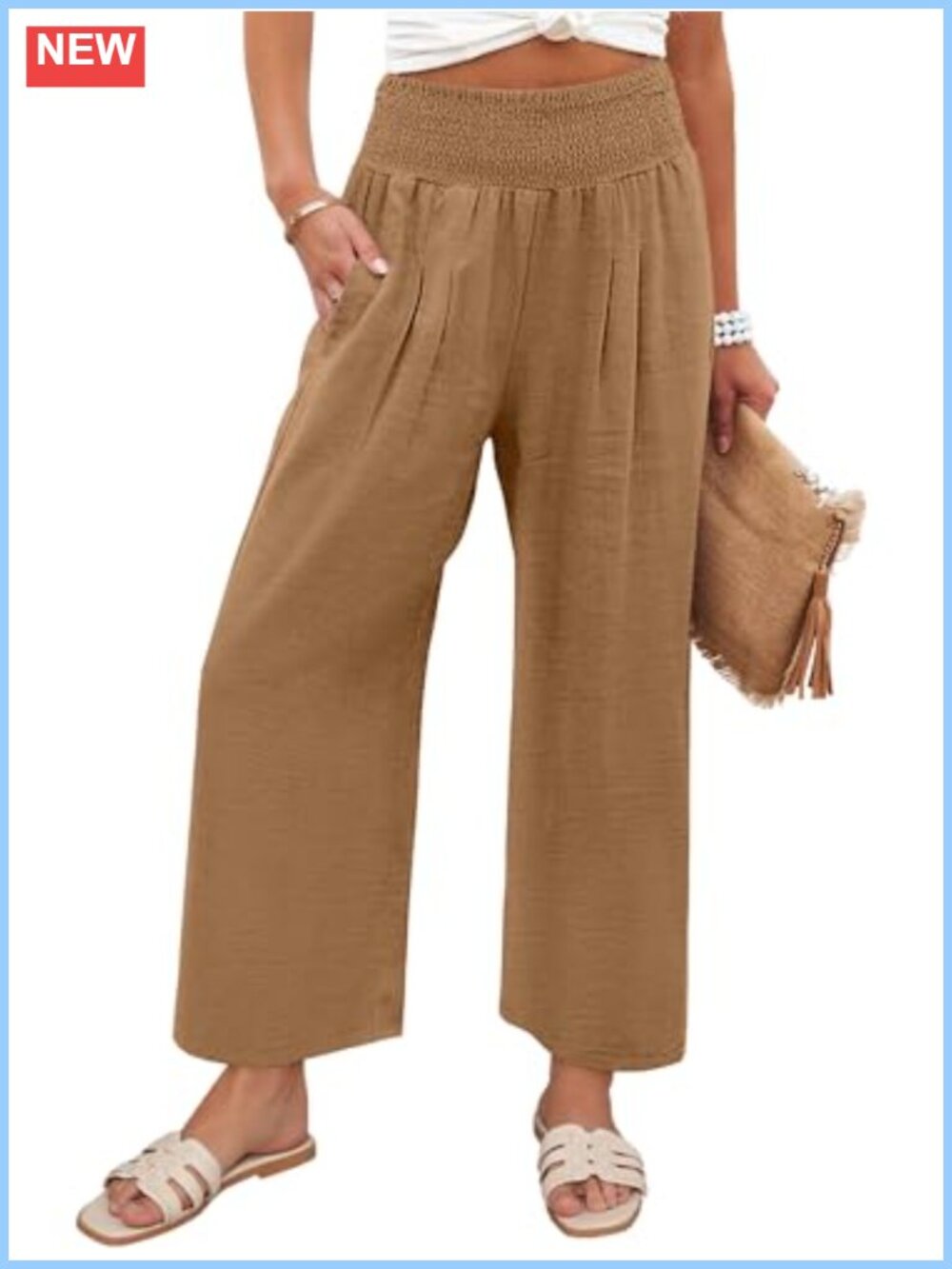 Women's Wide Leg Palazzo Pants High Waisted Flowy Lounge Trousers with Pockets